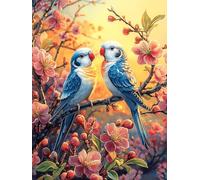 Two Parrots on A Cherry Blossom Branch 500 Piece Complete DIY Jigsaw Puzzle Wildlife Pet Collectors Mind Relaxation Educational Decorative Puzzle Gifts for Adults Sturdy Thick Cardboard 500 PCS