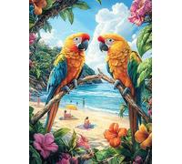 Two Parrots on A Tropical Beach 1000 Piece Jigsaw Puzzle for All Ages Science Fiction Magical Dream Jigsaw House Party Entertainment Family Game Whimsical Design for Any Occasion 1000 PCS