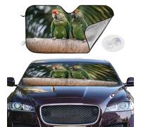 Two Parrots On Green Palm Tree Car Windshield Sun Shade,Foldable Front Window Sun Visor Protector Uv Reflective Windshield Sunshade Covers Universal Car Accessories 51x27.5 Inch