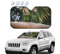 Two Parrots On Green Palm Tree Car Windshield Sun Shade,Foldable Front Window Sun Visor Protector Uv Reflective Windshield Sunshade Covers Universal Car Accessories 51x27.5 Inch