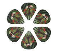 Two Parrots On Green Palm Tree Printed Guitar Picks -6 Pcs Guitar Picks Plectrum,Guitar Accessories,Electric Guitar Pick, Bass & Ukulele 0.96mm
