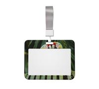 Two Parrots on Green Palm Tree Printed ID Badge Holder with Lanyard, Clear Plastic Badge Holder for Work, School, Hospital, Security - Water Resistant & Dirt Proof