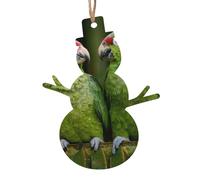 Two Parrots on Green Palm Tree Printed Snowman Shape Xmas Ornaments 1 Pcs, Christmas wooden pendant Hanging for Xmas Tree Home Indoor Outdoor Decor