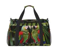 Two Parrots on Green Palm Tree Printed Travel Duffle Bag for Men Women Weekender Travel Organizer Bag for Sport, Outdoors, Gym & Fishing