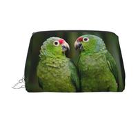 Two Parrots On Green Palm Tree Toiletry Pouch, Travel-Friendly Makeup Organizer for Makeup Brushes, Lipsticks