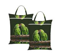 Two Parrots On Green Palm Tree Travel Laundry Bag with All-Over Print,Water-Resistant Twill Fabric,Smooth Zipper, Top Carry Handle,Hanging Loop,Large 58x46cm