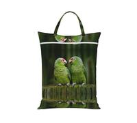 Two Parrots On Green Palm Tree Travel Laundry Bag with All-Over Print,Water-Resistant Twill Fabric,Smooth Zipper, Top Carry Handle,Hanging Loop,Large 58x46cm