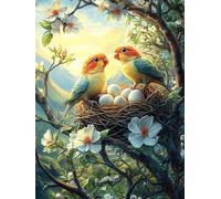 Two Parrots with Eggs in A Nest 500 Piece Premium Jigsaw Puzzle Animal Plant For Men Educational Decompression Adults Anxiety Memory Care Mothers Valentines Creativity Gift Giving 500 PCS