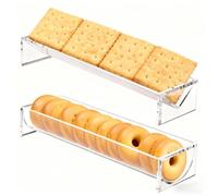 Two Part Clear Acrylic Tray Set with Geometric Design Triangle and Half Round Trays for Functional Snack Arrangement at Social Occasions (U+V carton packing)