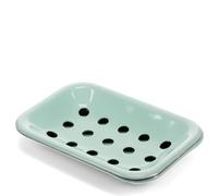 Two-Part Enamel Soap Dish in Green, picture frames, Wall Mountable Style.