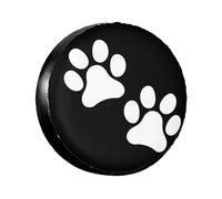 Two Paws Print Dog Pet Foot Mark Spare Tire Cover Universal Waterproof Tire Wheel Cover UV Sun Protection Tire Protector Dustproof Tyre Cover for Trailer RV SUV Car Truck Motorhome Travel 17 Inch