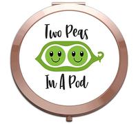Two peas in a pod (cute romantic gifts for couples lovers) [VD23] folding compact pocket mirror - rose gold round circle shape