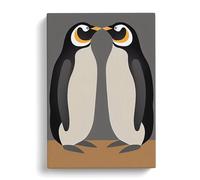 Two Penguins Black, Grey, Black Canvas Print for Living Room Bedroom Home Office Décor, Wall Art Picture Ready to Hang, 30x20 Inch (76x50 cm)