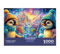 Two Penguins in A Magical Winter Land 1000-Piece Jigsaw Puzzle Cute Penguin for Adults & Kids Age 12+ - Challenging & Brainteasing Game 38x26cm/1000pcs