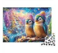 Two Penguins in Snowy Woods 1000Pc Jigsaw Puzzle Cute Penguin Premium Quality, Great for Adults & Kids 38x26cm/1000pcs