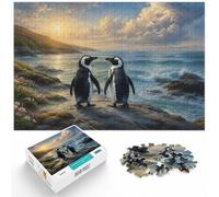 Two Penguins on A Beach Painting 1000 Piece Jigsaw, 1000pcs (40x28cm)
