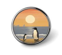 Two Penguins Pictures Round Badge Cute Brooch Hats Jackets Decor Personalized Lapel Pin Clothing Jewelry Accessories for Wedding Party Gift