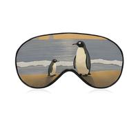 Two Penguins Pictures Sleep Mask for Women Men Side Sleeper Eye Cover with Adjustable Strap Soft Breathable Blackout Mask Slip-Free Deep Sleeping Travel Essentials