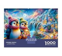 Two Penguins with A Candy Basket 1000-Piece Jigsaw Puzzle Cute Penguin Educational Toy for Kids Age 12+ & Adults 38x26cm/1000pcs
