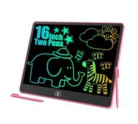 Two Pens, 16 Inch Drawing Tablet, LCD Writing Tablet, Portable Drawing Board, Wipeable and Reusable Magic Board, 3-8 Birthday Gift for Girls and Boys (Pink)
