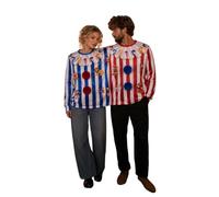 Two People Connected Clown Sweatshirt Couple Halloween Costume (Blue, M)