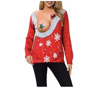 Two Person Christmas Jumper White Christmas T Shirt Red Christmas Jumpers For Men Christma Print Fashion Top White Long Sleeve Women’S Christmas Jumpers Mens Xmas Top