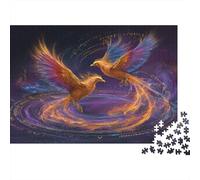 Two Phoenixes, Background of Cosmic Twilight Jigsaw Puzzles. 1000pcs (75x50cm) Whimsical Challenge Toy for Educational Games Gifts