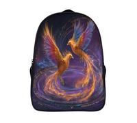Two Phoenixes Fly Side by Side in A Shining Spiral of Fire And Data Teenagers Backpack Middle School Students Bookbag Outdoor Daypack 16 inch