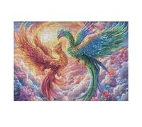 Two Phoenixes in Clouds with Sun 300 Piece Jigsaw Puzzle for Adults Teens Music Room Decor Creative Outlet Whimsical Artwork for Musicians 300 PCS
