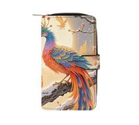 Two Phoenixes in Winter Bifold Wallet for Men & Women, Slim PU Leather Wallets with 12 Card Slots | Zipper Cash Pocket | ID Window, Compact Travel Wallet for Daily Use