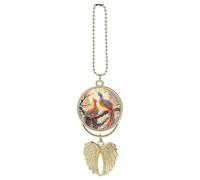 Two Phoenixes in Winter Car Hanging Pendant, Zinc Alloy Rearview Mirror Charms - Relieve Visual Fatigue, Vintage Keychain Pendant, Lucky Car Interior Hanging Decoration, Golden-Style