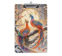 Two Phoenixes in Winter Clipboard 8.5×12.5 Inch Acrylic Clip Board with Metal Clip A4 Letter Size Decorative Clipboard Cute Hanging Clipboards for Office, Teacher, Nurse, Doctor,