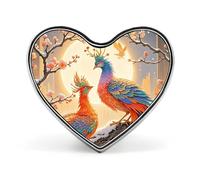 Two Phoenixes in Winter Heart Pin, 1 Inch Metal Love Lapel Pins - Lightweight, Smooth Edges, Versatile Badge Brooch for Jackets, Shirts, Bags, Gifts for Friends, Family