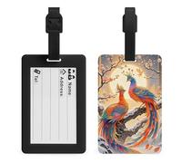 Two Phoenixes in Winter Luggage Tags for Suitcases with Durable Loop Privacy Cover ID Label Travel Bag Cute Luggage Identifiers for Women Men Travel Backpack Traveling Accessories