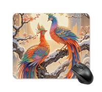 Two Phoenixes in Winter Mouse Pad Square Laptop Mouse Mat Cute Computer Mousepad Keyboard Pad Non-Slip Desk Pads for Gaming Office Work Home 25 * 30cm