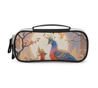 Two Phoenixes in Winter Pencil Case with Handle, Large Capacity PU Leather Pencil Bag Office Organizer, Portable Cosmetic Bag for Travel, Home