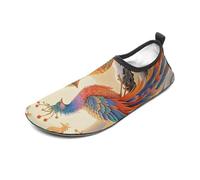 Two Phoenixes in Winter Water Shoes for Men Women, Lightweight Stretch Swim Shoes with Anti-Slip Rubber Sole, Quick-Dry Aqua Socks for Pool, Beach, Surfing, Style, 14 Women/14 Men