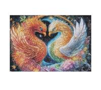 Two Phoenixes Sharing An Intimate Moment 300 Pieces Classic Jigsaw Puzzle Puzzle for Adults Concentration Training Wall Art Mental Exercise Halloween Durable Cardboard 300 PCS