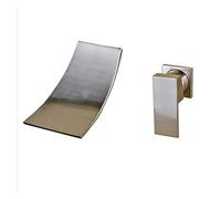 Two-piece Bathroom Basin Faucet Waterfall Gentle Effluent Basin Faucet Wall-Mounted Hot and Cold Water Faucet Easy to Install(Brushed Nickel C)