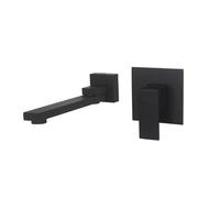 Two-Piece Bathroom Basin Faucet Waterfall Gentle Effluent Wall-Mounted and Cold Water(Black B)