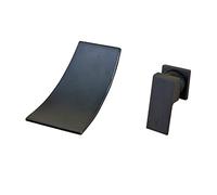 Two-Piece Bathroom Basin Faucet Waterfall Gentle Effluent Wall-Mounted Hot and Cold Water, Water-Efficient(Black C)