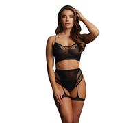 Two Piece Black Lingerie Set With Garters UK Size 6 to 14