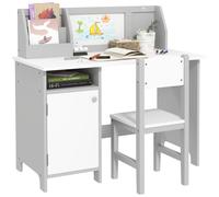 HOMCOM Kids Table & Chair Set 2 PCs Table & Chair Set w/ Whiteboard in Grey HOMCOM Grey