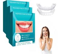 Two-piece clip-on cosmetic dental veneers, adjustable upper and lower facets, instantly repair gaps between teeth, create a perfect smile, one size fits most