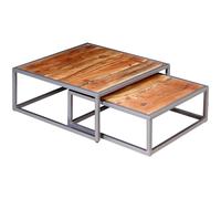 vidaXL Two Piece Coffee Table Set Solid Acacia Wood, Brown