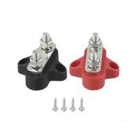 Two-piece connection terminal M6 busbar terminal block 12-48 V for trucks, marine boats, black set with robust nylon base and copper washer for reliable electrical connections