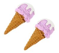 Two Piece Fake Ice Cream Cone Model Resin Photo Prop Display | Artificial Dessert Ornament, Shop Showcase Accessory, 2pcs Set, Creative Cone Shape, Resin Finish