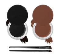 Two Piece Gel Eyeliner Set in Black & Brown - Waterproof Smudge Proof Long Lasting High Creamy Formula with Dual Ended Eyeliner & Brow Brush for Precise Application Sensitive Eyes Travel Daily Makeup