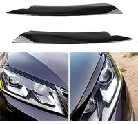 Two-piece headlight brow cover trim kit for Volkswagen Passat B7 2010-2014 Style A: Glossy Black (Standard/Style A: Carbon Fiber Texture)