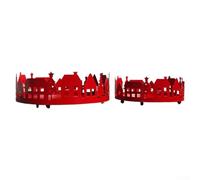 Two piece iron tray set with Christmas cartoon themes, perfect for holiday decorating and arranging candles, treats, and ornaments indoors (Red)